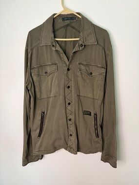 Michael Stars Men’s Olive Green Utility Jacket XL Cotton Stretch Military Style